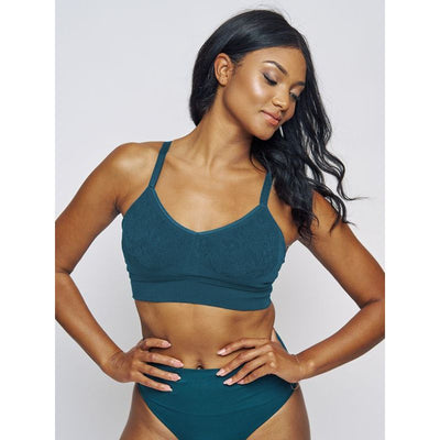 The Mid V Lined Wire-free Bra  - Deep Teal