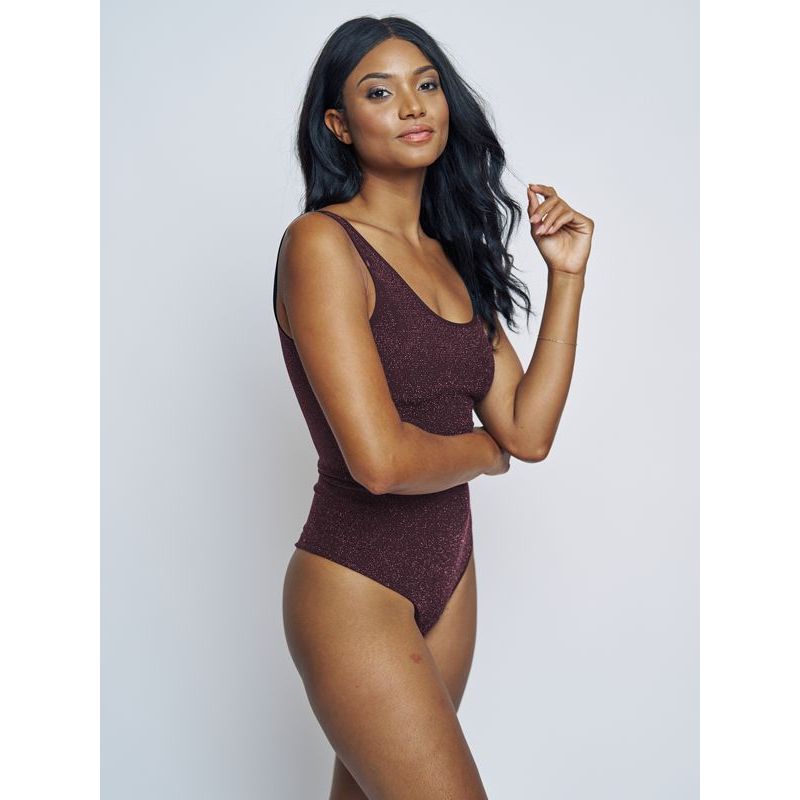 Shimmer Bodysuit - Wine