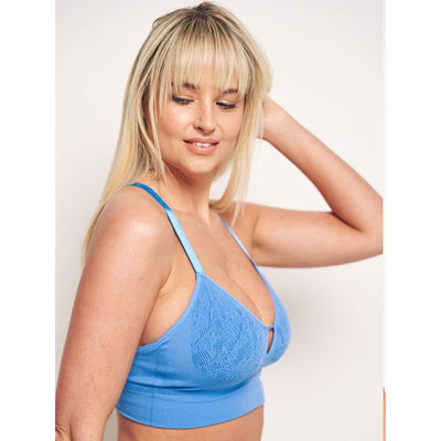 The Deep V Notch Front - Wirefree Bra- Sky