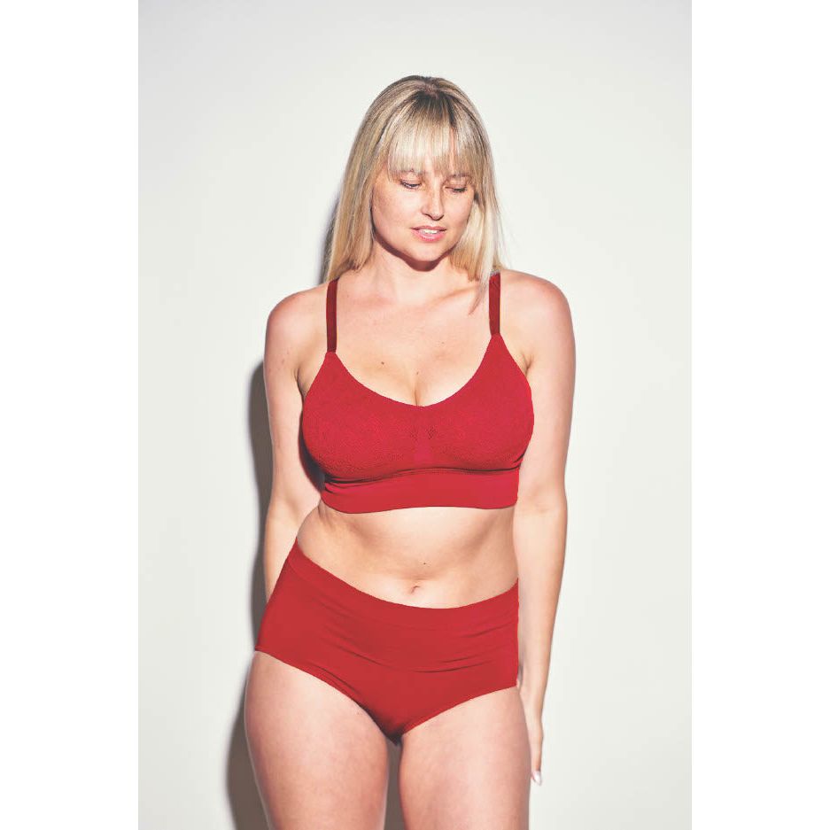 The Mid V Lined Wire-free Bra- Red Velvet