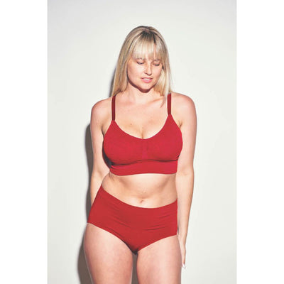 The Mid V Lined Wire-free Bra- Red Velvet