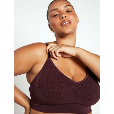 The Mid V Lined Wire-free Bra - Wine