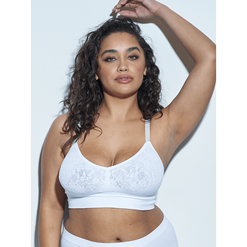 The Mid V Lined Wire-free Bra in Optic White