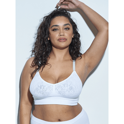 The Mid V Lined Wire-free Bra in Optic White