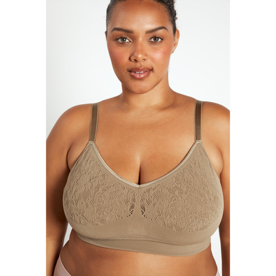 The Mid V Lined Wire-free Bra- Bronze