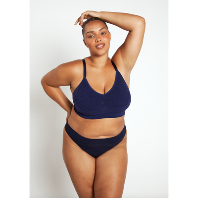 The Mid V Lined Wire-free Bra - Midnight Navy