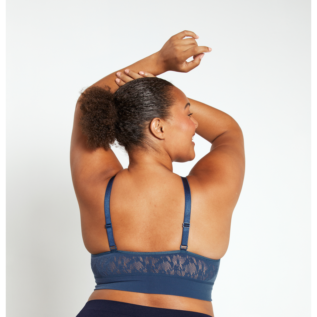 The Mid V Lined Wire-free Bra- Denim