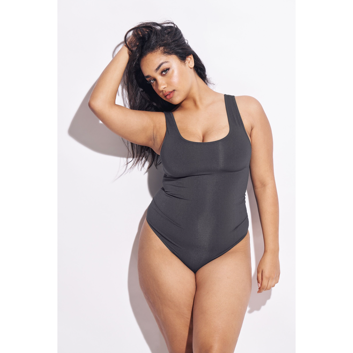 The Ribbed Bodysuit- Carbon