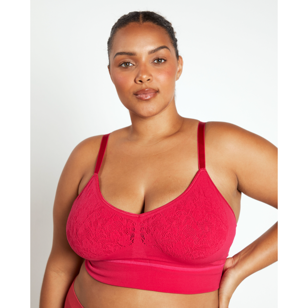 The Mid V Lined Wire-free Bra - Magenta